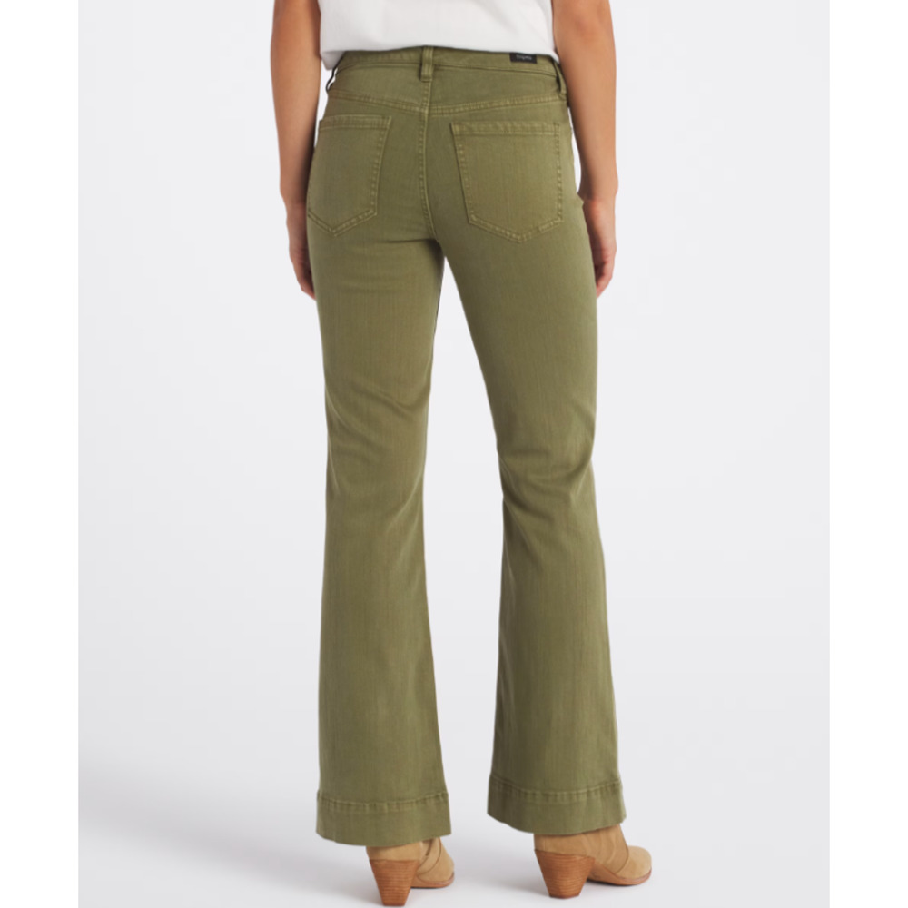 NWT Liverpool 12/31 Hannah Wide Hem Flare Olive Green Jeans Stretchy Bootcut - Picture 3 of 9